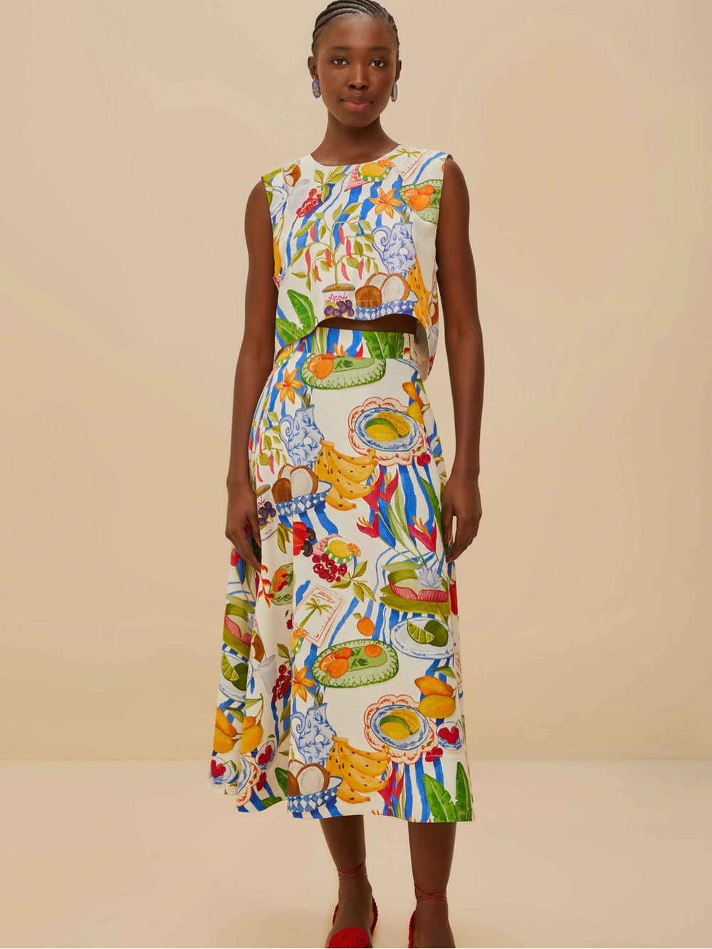 Farm Rio: Off-White Fresh Table Blouse DT - Picture 6 of 12